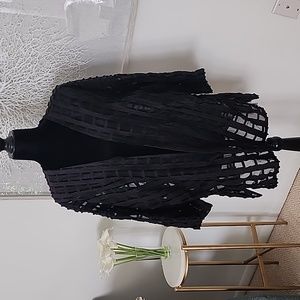 Marla Wynne Layers Black Sheer Domed Sleeve Jacket.
